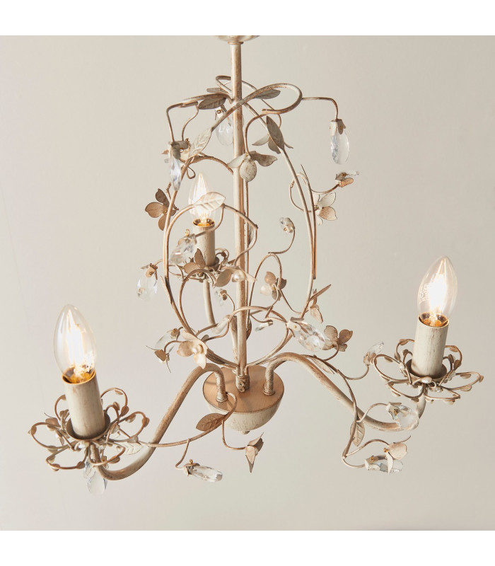 Lullaby 3 Light Multi Arm Ceiling Pendant Flower Design Cream Brushed Gold-1