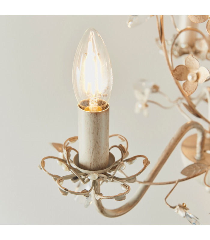 Lullaby 3 Light Multi Arm Ceiling Pendant Flower Design Cream Brushed Gold-4