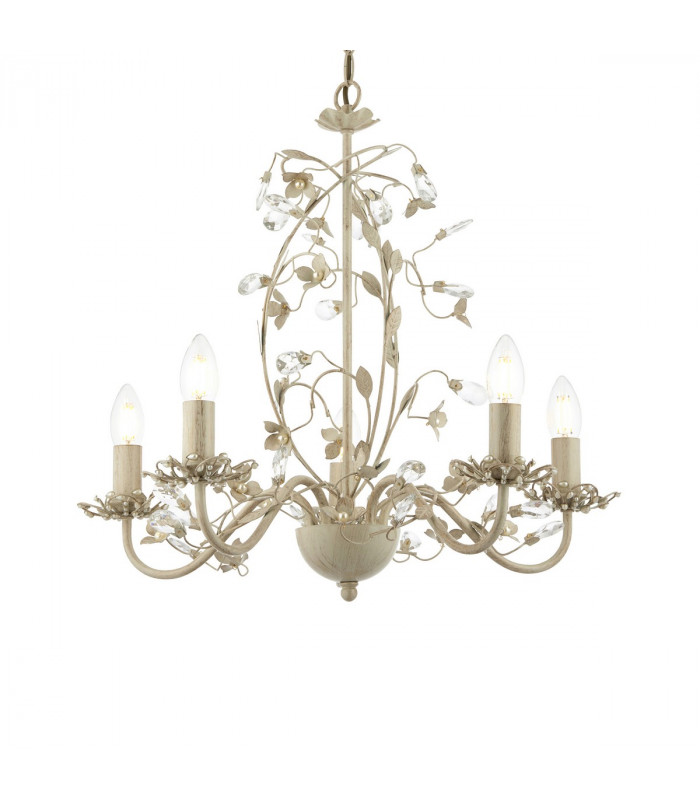 Lullaby 5 Light Multi Arm Ceiling Pendant Flower Design Cream