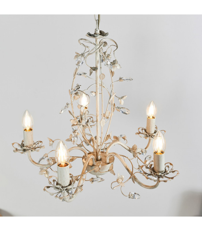 Lullaby 5 Light Multi Arm Ceiling Pendant Flower Design Cream-1