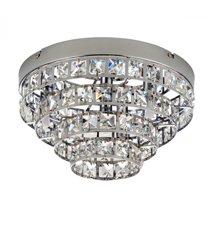 Motown 4 Light Flush Ceiling Light Chrome, Clear Crystal (K5) Glass, G9