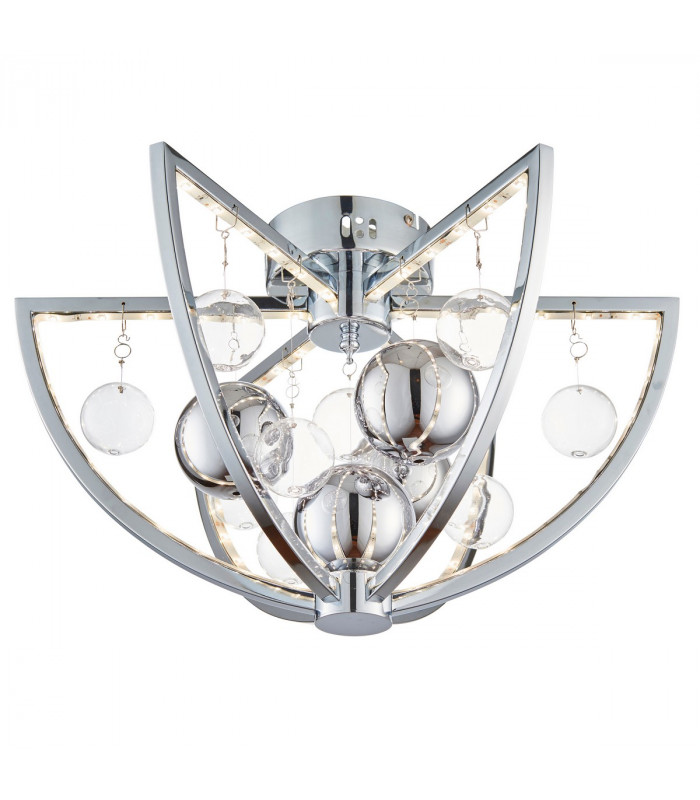 Muni 1 Light Flush Ceiling Light Chrome Glass Balls