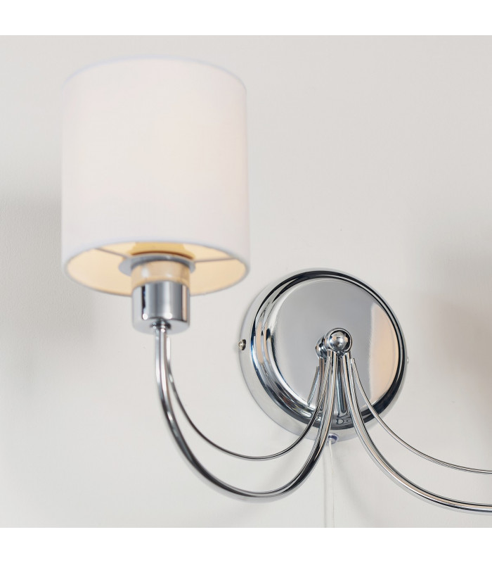 Phantom 2 Light Indoor Wall Light Chrome, White Tc Fabric, E14
