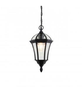 Drayton 1 Light Outdoor Ceiling Lantern Pendant Light Black IP44