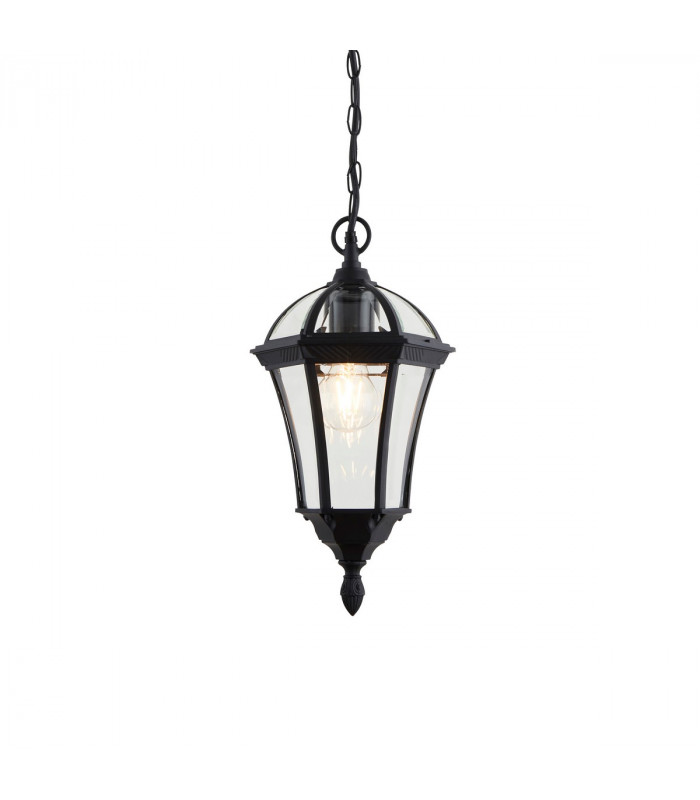 Drayton 1 Light Outdoor Ceiling Lantern Pendant Light Black IP44
