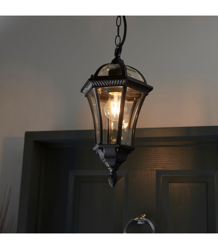 Drayton 1 Light Outdoor Ceiling Lantern Pendant Light Black IP44-3