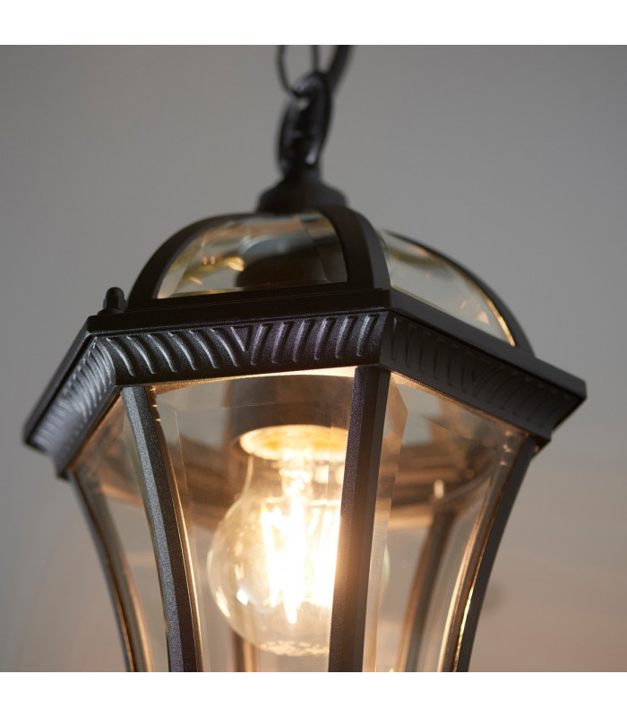 Drayton 1 Light Outdoor Ceiling Lantern Pendant Light Black IP44-4