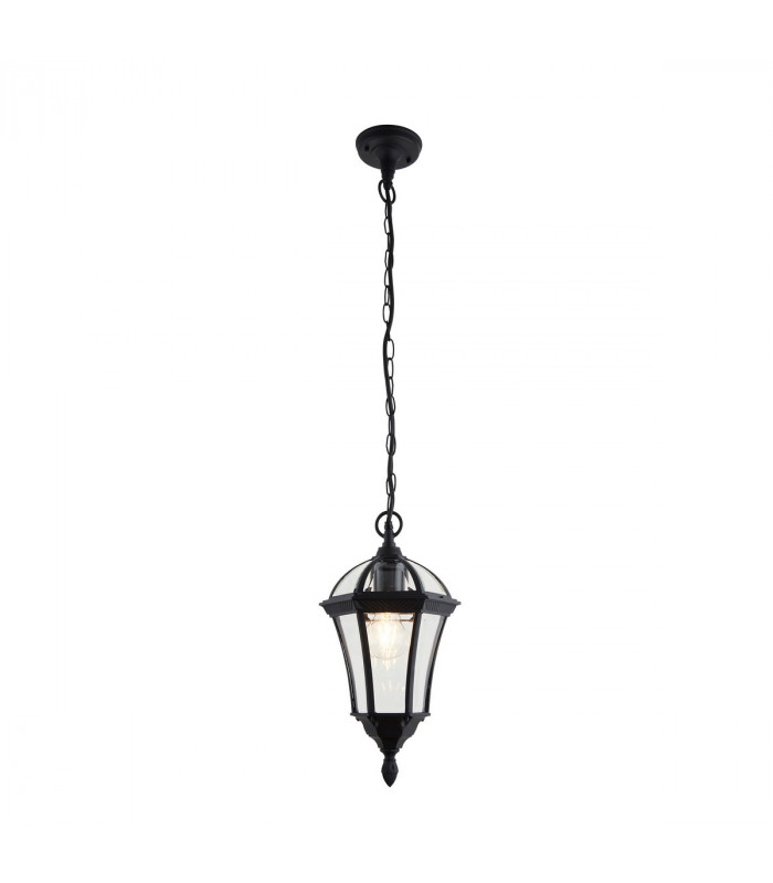 Drayton 1 Light Outdoor Ceiling Lantern Pendant Light Black IP44-6