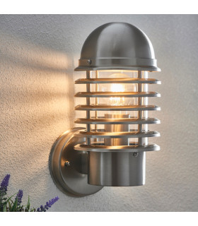 Louvre 1 Light Outdoor Wall Light Polished Stainless Steel-1