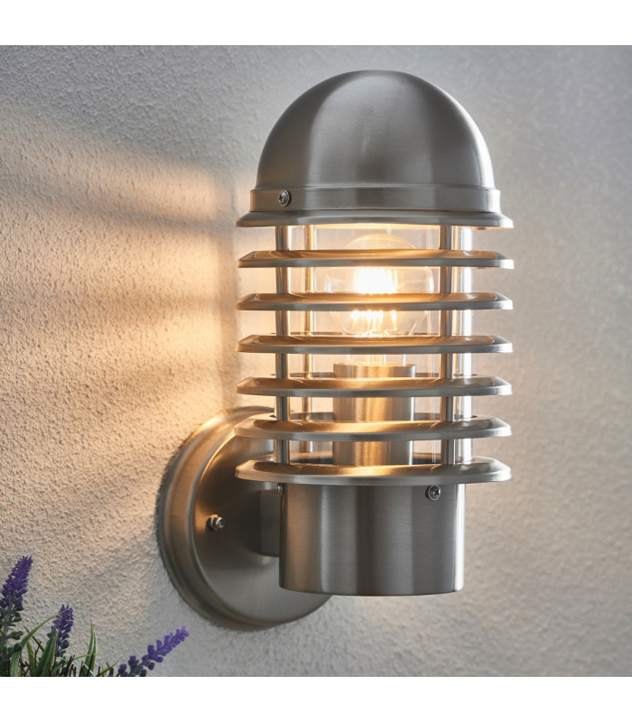 Louvre 1 Light Outdoor Wall Light Polished Stainless Steel-1