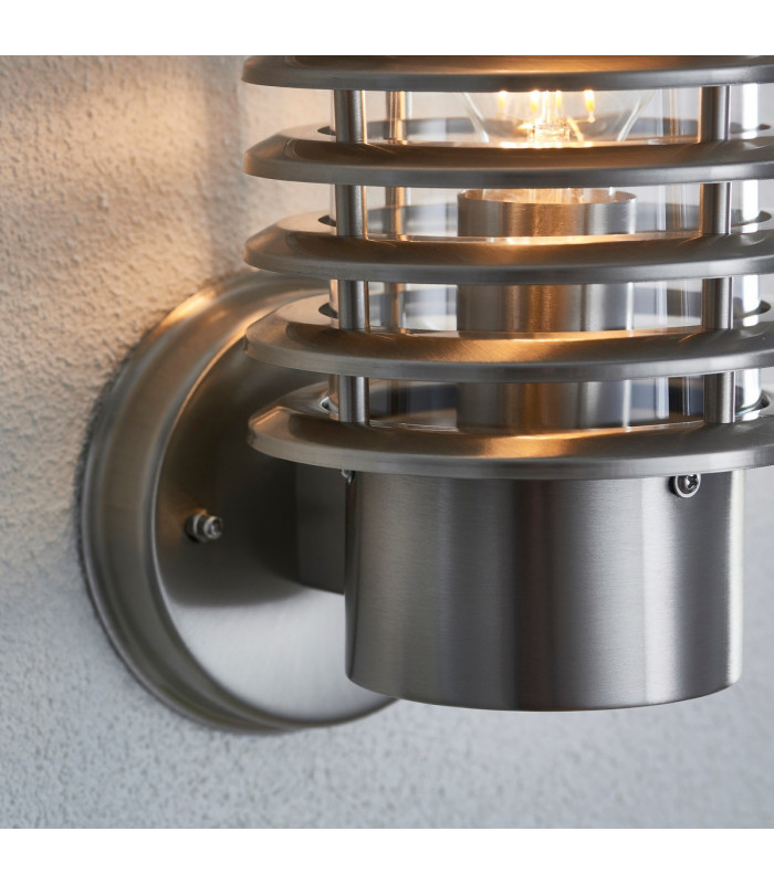Louvre 1 Light Outdoor Wall Light Polished Stainless Steel-2