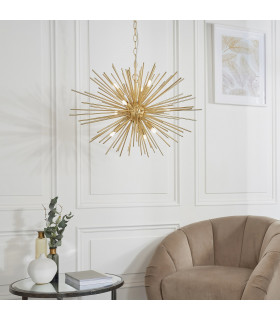 Orta 9 Light Spherical Pendant Satin Brushed Gold Plate-1