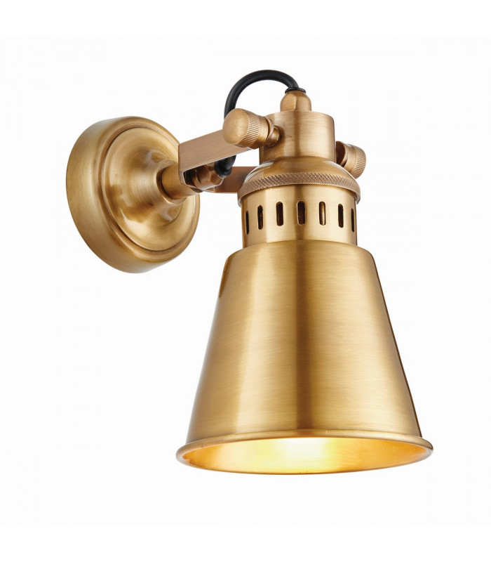 Elms 1 Light Dome Wall Antique Solid Brass