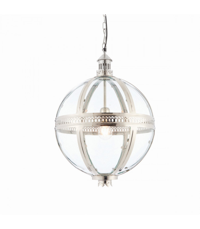 Vienna 1 Light Spherical Pendant Bright Nickel Plated On Solid Brass-1
