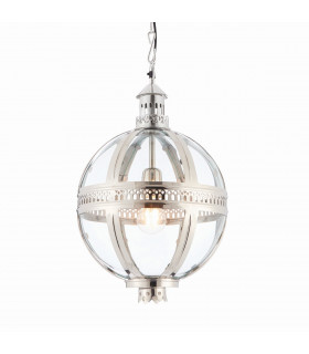 Vienna 1 Light Spherical Pendant Bright Nickel Plated On Solid Brass