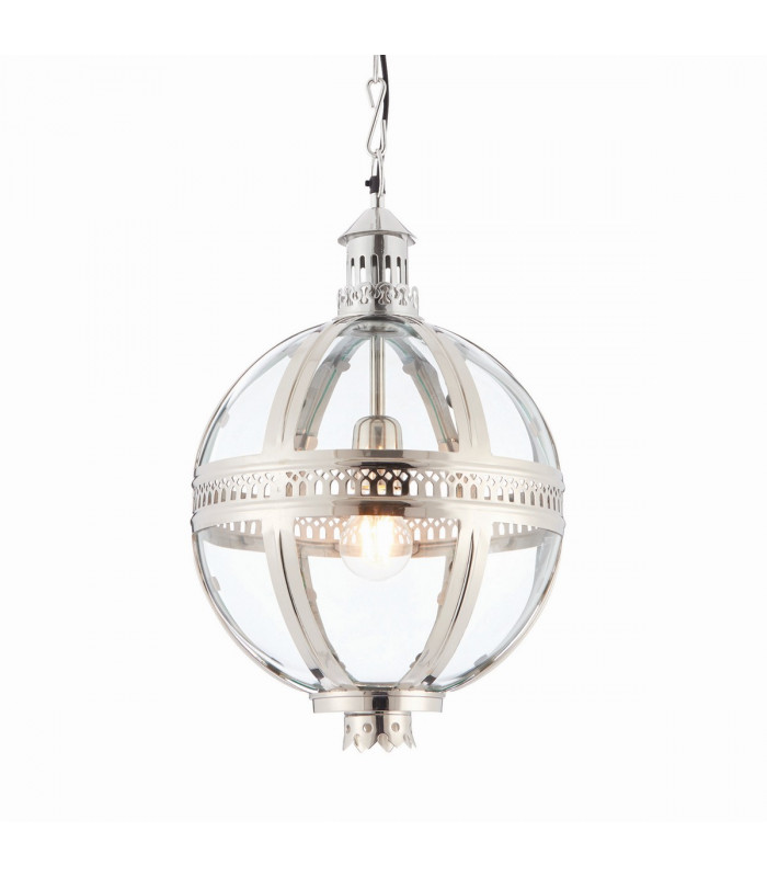 Vienna 1 Light Spherical Pendant Bright Nickel Plated On Solid Brass