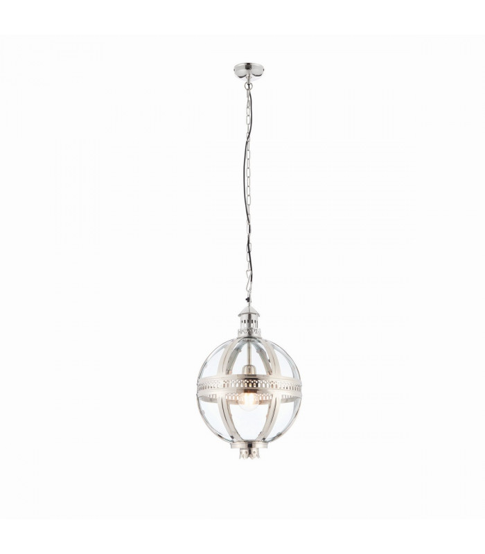 Vienna 1 Light Spherical Pendant Bright Nickel Plated On Solid Brass-4