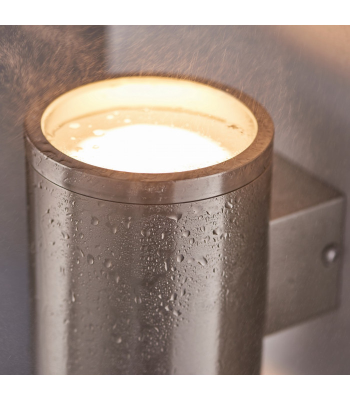 Nio LED 2 Light Outdoor Up Down Wall Marine Grade Brushed Stainless Steel-2
