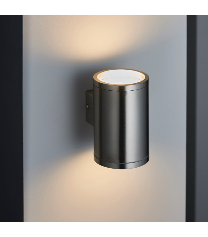Nio LED 2 Light Outdoor Up Down Wall Marine Grade Brushed Stainless Steel-3