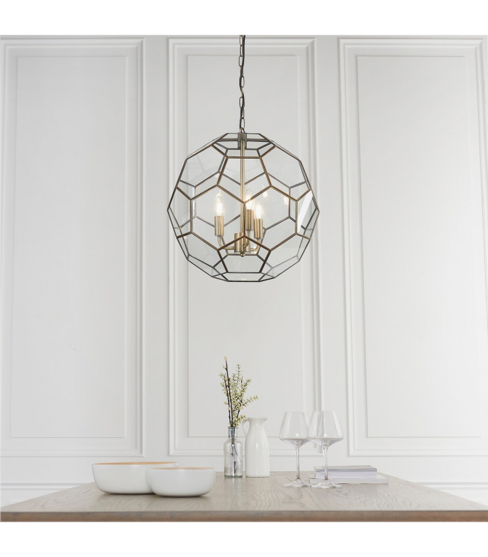 Miele 3 Light Spherical Pendant Antique Brass-1