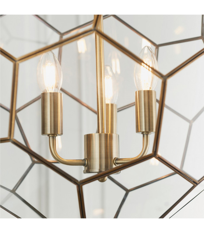 Miele 3 Light Spherical Pendant Antique Brass-2