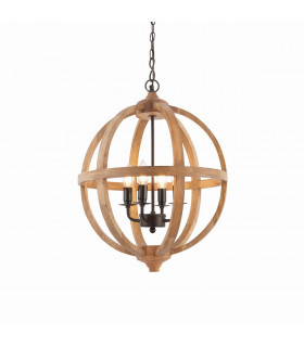 Toba 4 Light Spherical Pendant Mango Wood