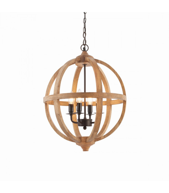 Toba 4 Light Spherical Pendant Mango Wood