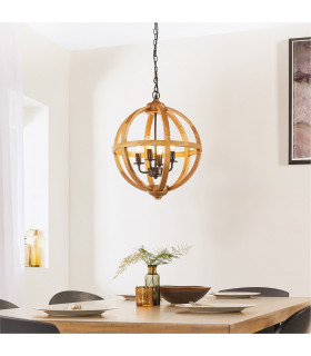 Toba 4 Light Spherical Pendant Mango Wood-1