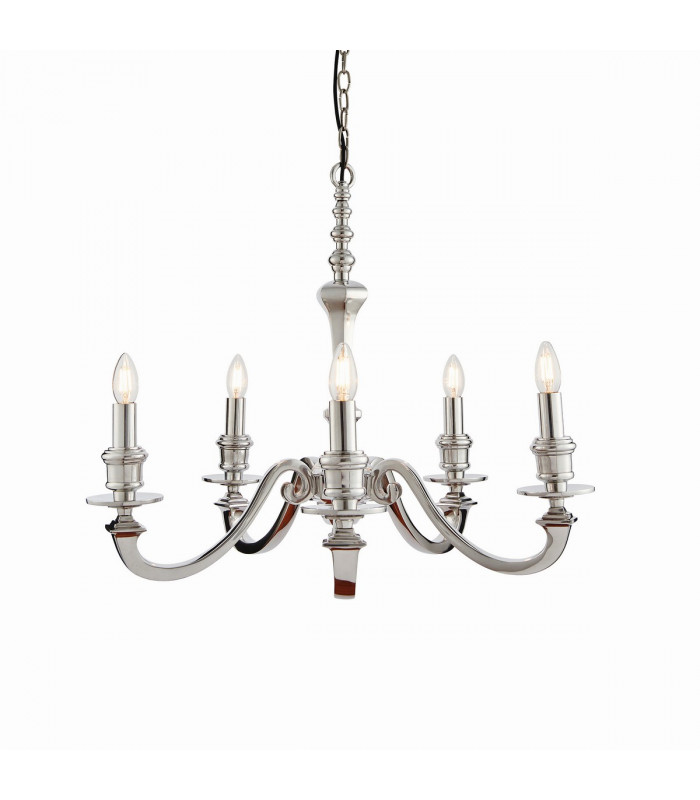 Finsbury 5 Light Multi Arm Pendant Polished Cast Aluminium