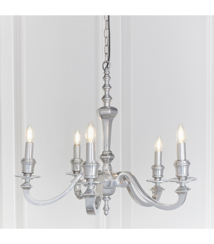 Finsbury 5 Light Multi Arm Pendant Polished Cast Aluminium-1