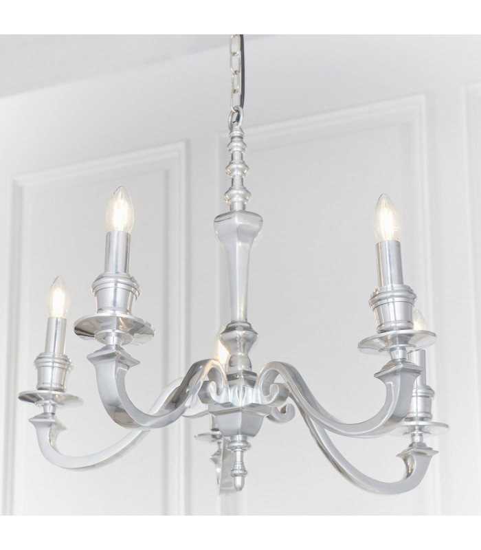 Finsbury 5 Light Multi Arm Pendant Polished Cast Aluminium-2