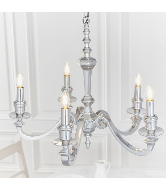 Finsbury 5 Light Multi Arm Pendant Polished Cast Aluminium-3