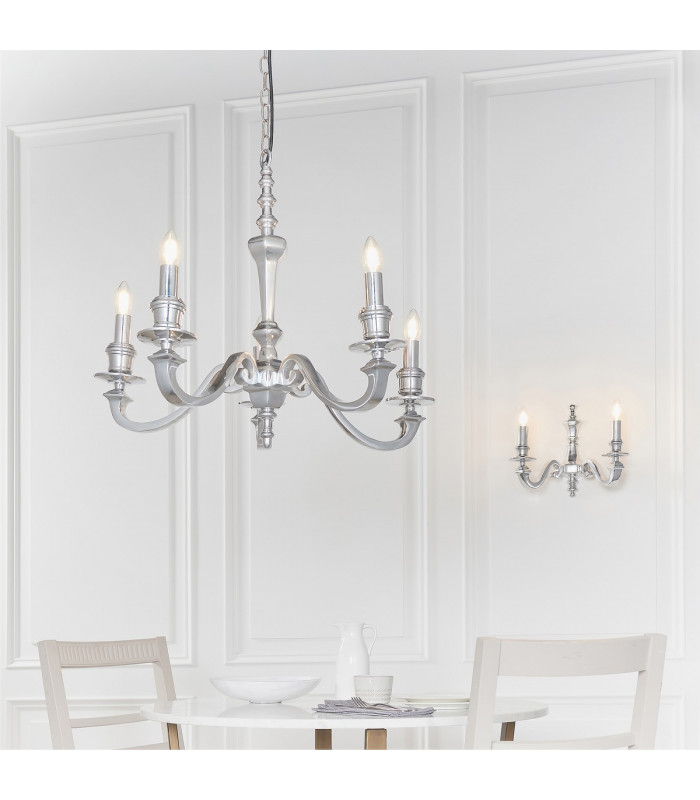 Finsbury 5 Light Multi Arm Pendant Polished Cast Aluminium-4
