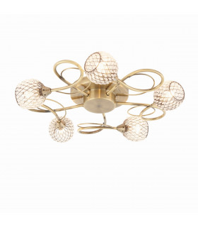 Aherne 5 Light Semi flush Antique Brass