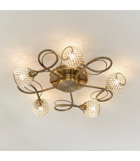 Aherne 5 Light Semi flush Antique Brass-1