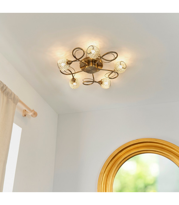Aherne 5 Light Semi flush Antique Brass-2