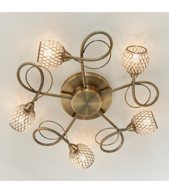 Aherne 5 Light Semi flush Antique Brass-3