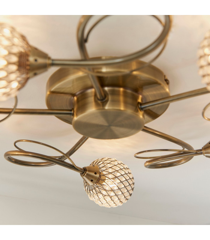 Aherne 5 Light Semi flush Antique Brass-6
