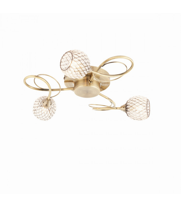 Aherne 3 Light Semi flush Antique Brass