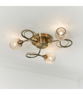 Aherne 3 Light Semi flush Antique Brass-1