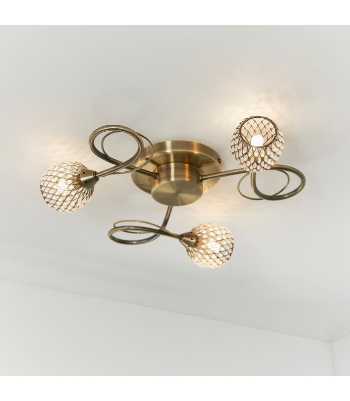 Aherne 3 Light Semi flush Antique Brass-1