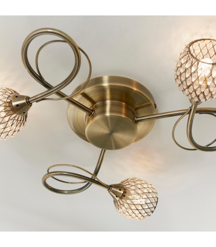 Aherne 3 Light Semi flush Antique Brass-4