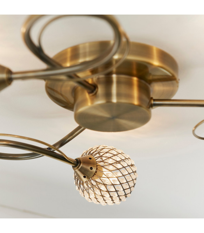 Aherne 3 Light Semi flush Antique Brass-6