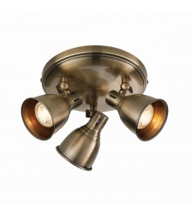 Westbury LED 3 Light Spotlight Antique Brass Plate