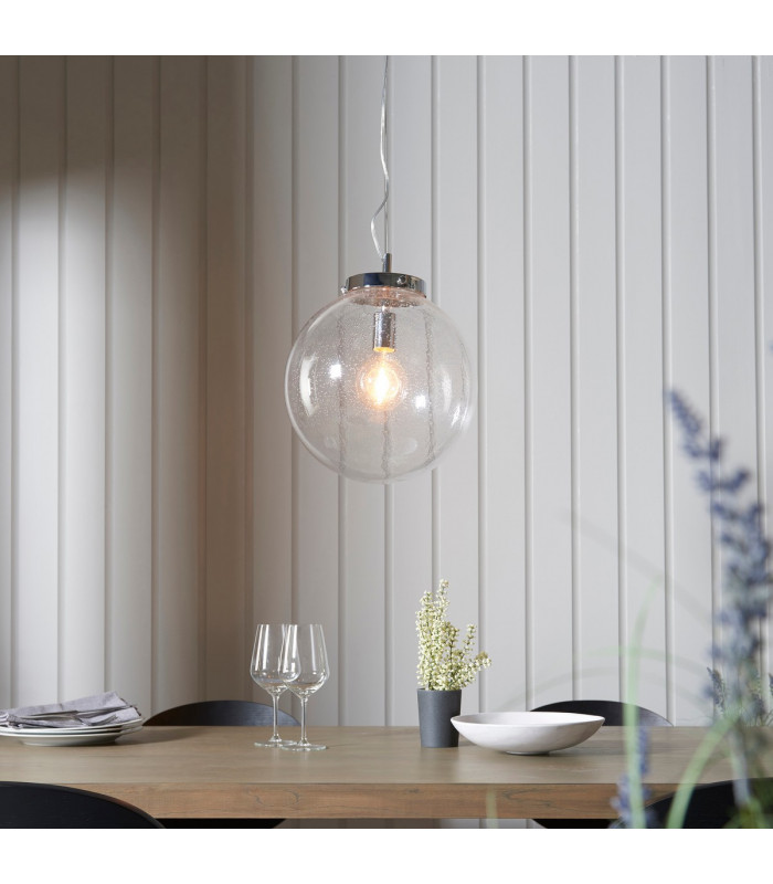 Harbour 1 Light Pendant Globe Chrome-2