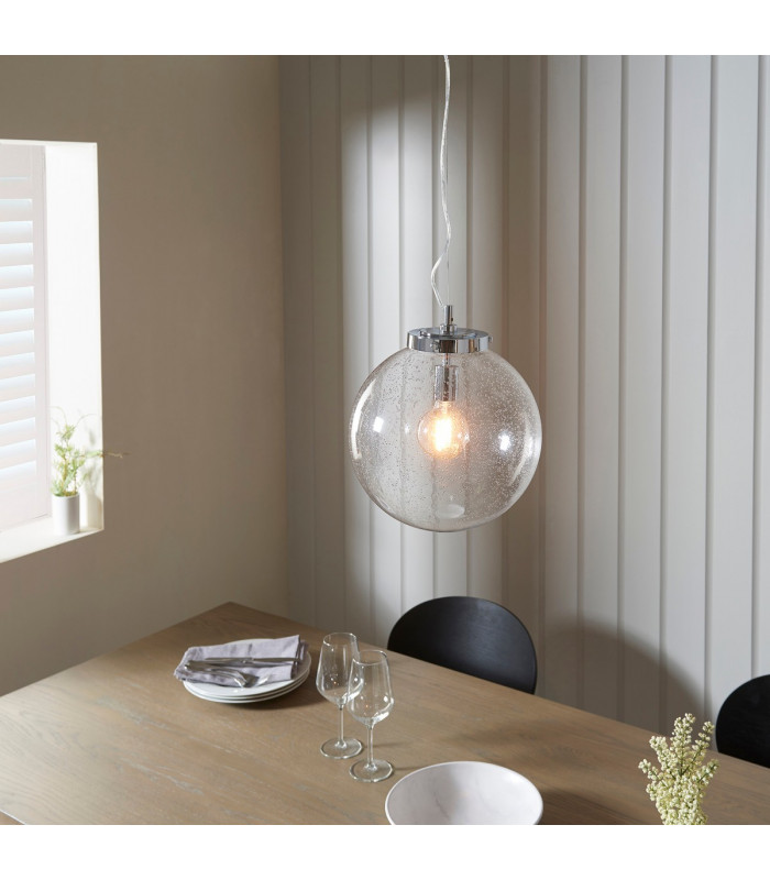 Harbour 1 Light Pendant Globe Chrome-3