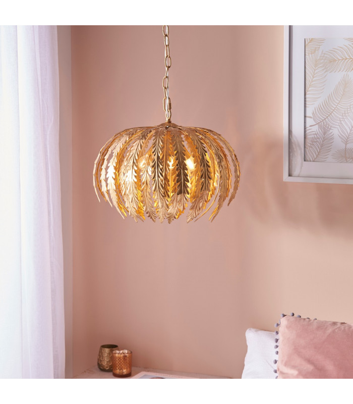 Delphine Floral Leaves 3 Light Spherical Pendant Gold Paint-1