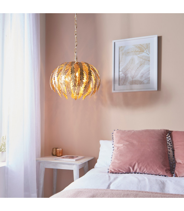 Delphine Floral Leaves 3 Light Spherical Pendant Gold Paint-3