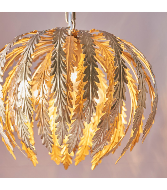 Delphine Floral Leaves 3 Light Spherical Pendant Gold Paint-6
