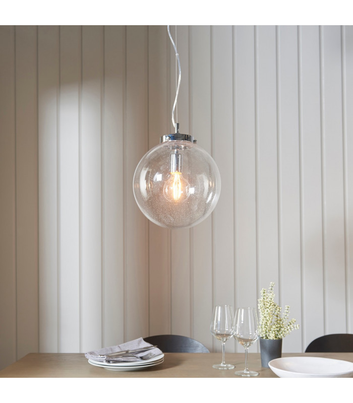 Harbour 1 Light Pendant Globe Chrome-1
